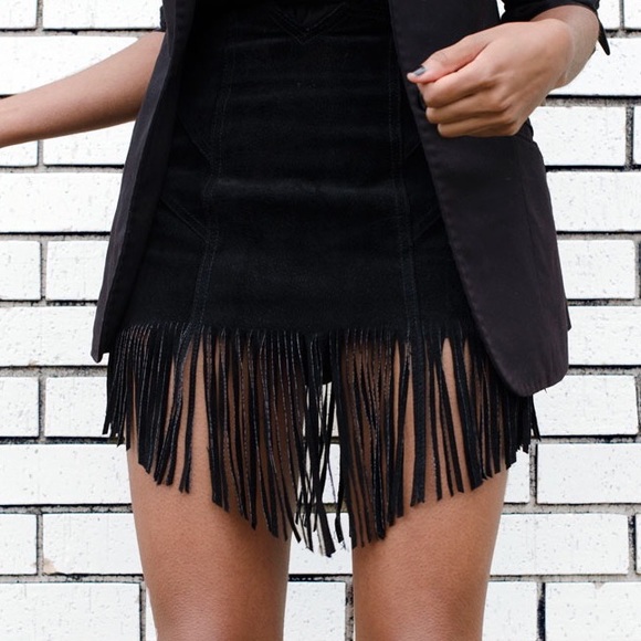 Vintage Suede Fringe Skirt - Picture 3 of 7